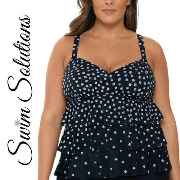 Swim Solutions Triple Tier Tankini Top - Picture 4 of 7